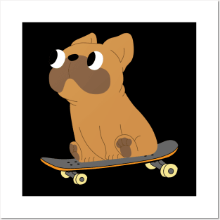 bull dog skateboading Posters and Art